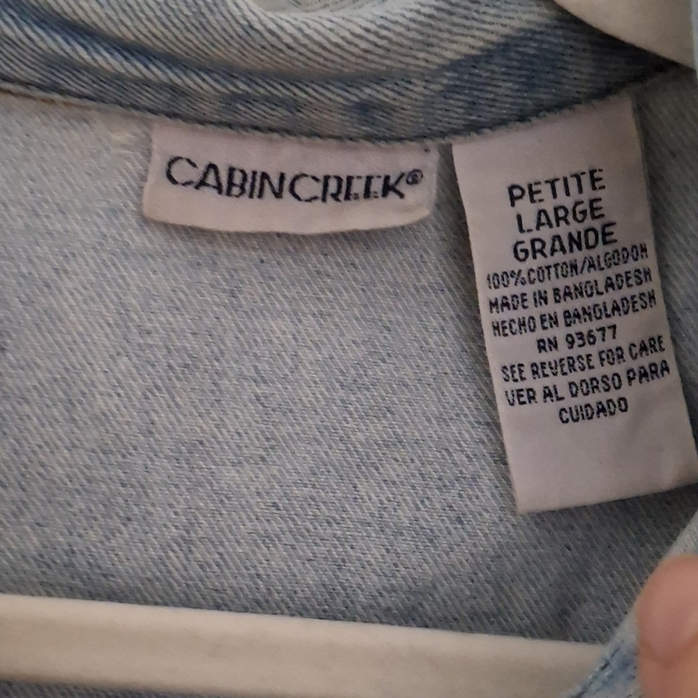 Cabin Creek Vtg Denim Button Up Shacket sz Large - Picture 2 of 6